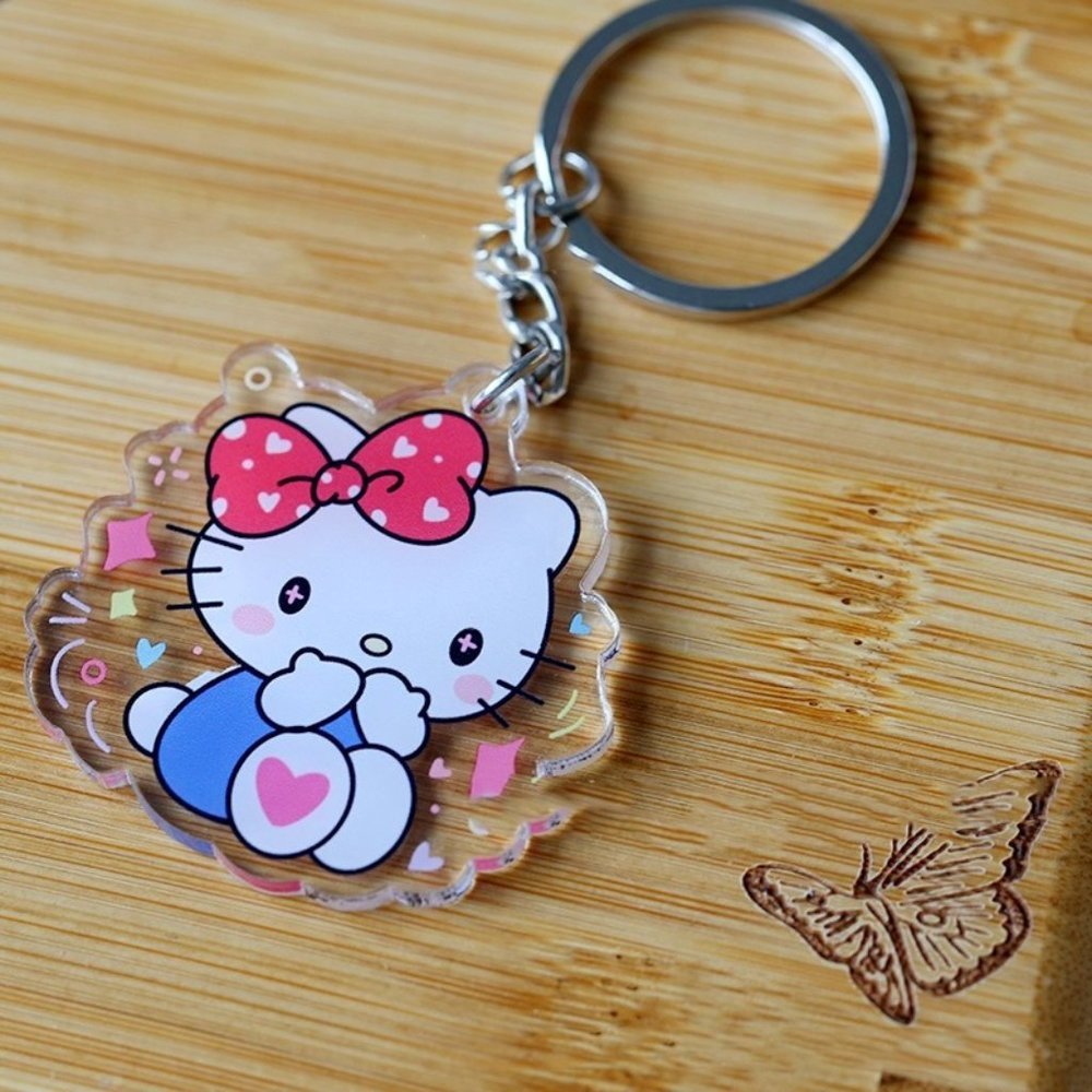 Hello Kitty Key Chain Acrylic Silver Hardware